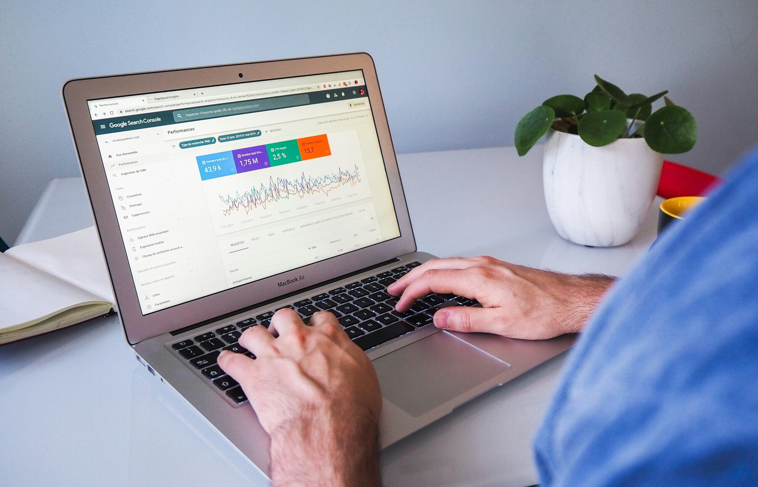 person looking at google search console tools