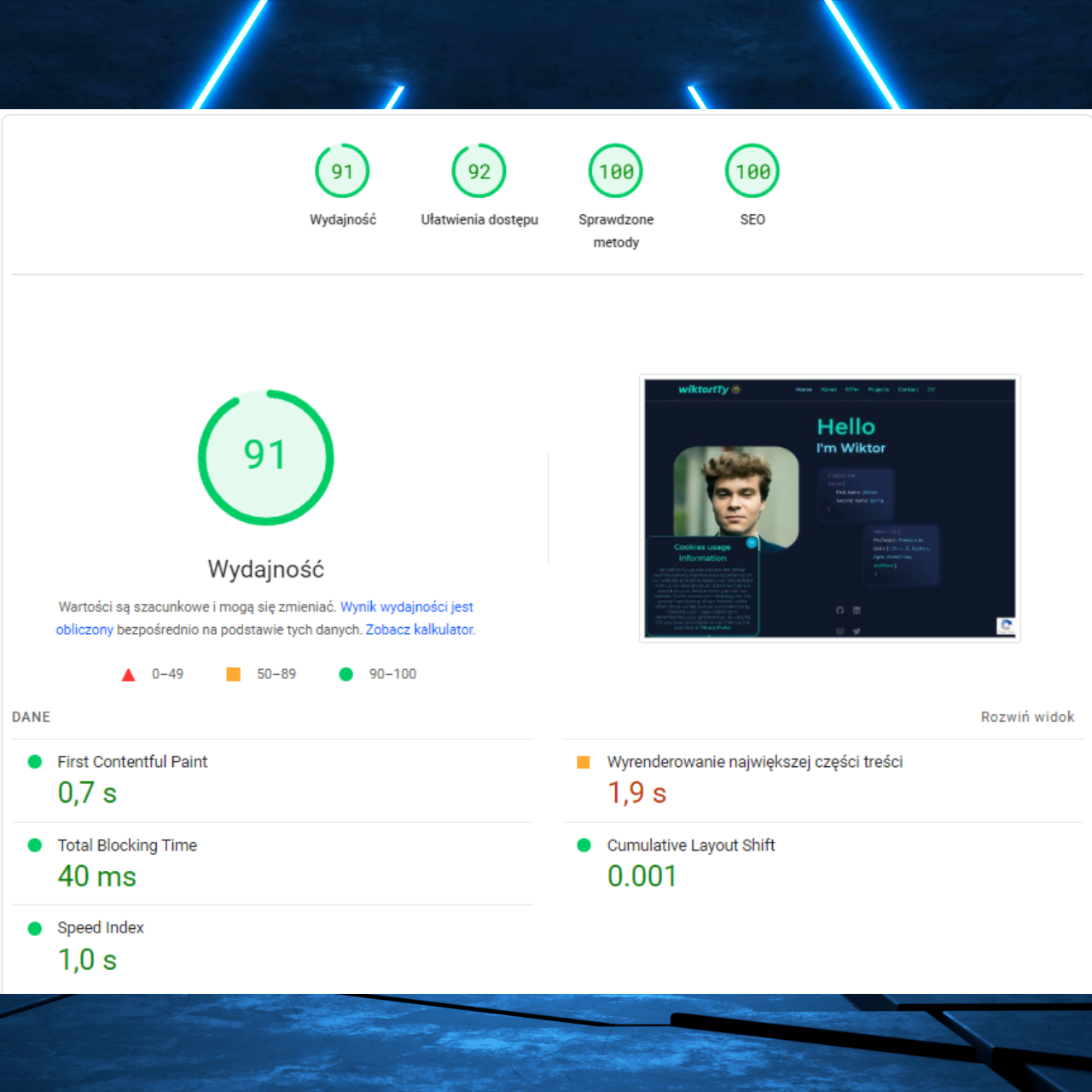 wiktority Page Insights screenshot