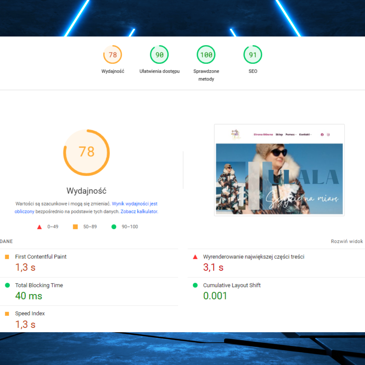 ulalaszycie.pl Page Insights screenshot